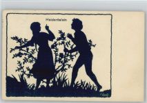 Silhouette Scherenschnitt - sign M. Ernst Heideröslein - 1916 AK Künstler Künstlerkarte