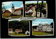 66879 W6791 Kottweiler-Schwanden - Kirche Panorama Waldpartie Schul- und Rathaus 4-Bildaufnahme