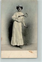 Frau mit Tennisschläger 1909 AK Mode Tennis