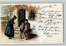 Serie V Aus dem Leben - Großeltern mit Enkel 1900 AK Döcker, E.