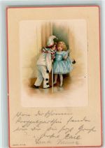 Kind als Harlekin - Mädchen im Tüllkleid Karneval 1917 Prägedruck