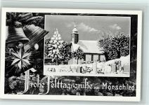 W6581 Mörschied Weihnachten - Kirche, Friedhof, gute Erhaltung AK Städteglückwunsch