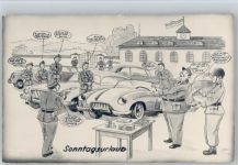 Humor - Sonntagsurlaub mit schönen Autos Bundeswehr 1964