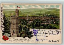 W3400 Göttingen , Niedersachs Bismarckturm auf dem Hainberg Wappen Bismarckdenkmal 1909 Lithographie
