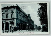 Torino Stazione di Porta Nuova, Straßenbahn 1917 AK Stempelspuren Bahnhof