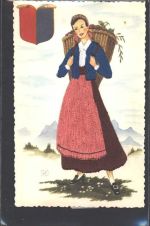 Wappen Tracht aus Tessin AK Seide (gestickt) AK mit Stickerei