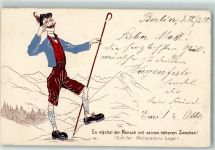 Humor Bergsteiger 1900 Künstlerkarte