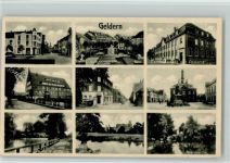 47608 W4170 Geldern - Ortsansichten Kriegerdenkmal Bahnhofstraße Postamt Gymnasium Rathaus mit Denkmal Partie an der Mühle Schloß Haag Nierspartie Mehrfachaufnahme