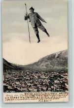 Chur Coire 1910 Mann mit Wanderstab Fotomontage