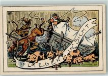 Flieger in Sicht AK Militär Humor WK I 1916 Lithographie / Künstlerkarte