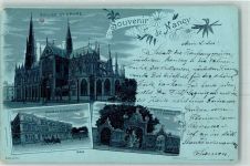 54000 Nancy 1903 Lithographie / Mondschein Eglise St. Epvre Palais du Gouvernement Fontaine L'Amphitrite Place Stanislas