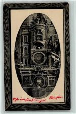 Strasbourg Straßburg (Elsass) Astronomische Uhr im Münster Holzrahmen 1911 Prägedruck