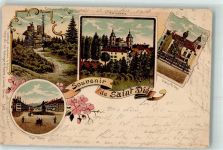 88100 Saint-Die-des-Vosges 1900 Lithographie Cathedrale Statue J. Ferry Rue Thiers