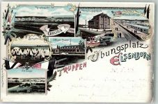 Elsenborn 1898 Lithographie Truppenübungsplatz Offizier Casino Spitzzelte Verwaltungsgebäude