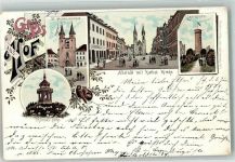95028 W8670 Hof , Saale 1898 Lithographie St. Michaeliskirche Thomas Höhe Labyrinth Singvögel Kath. Kirche