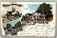 Ludwigsruh Lubiszyn 1904 Gebrauchsspuren Ludwigsruh Gasthaus Kirche Chaussee nach Tornow Lithographie Oberflächenschaden