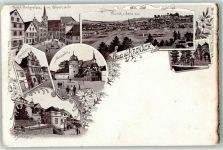 96317 W8640 Kronach , Oberfr Lithographie Katholischer Kirchenplatz Ehrensäule Rathaus Marienplatz Pförtchen Kirche