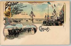 Chalons Gruss aus Russe en France 1896 Militär Frankreich 1898 Lithographie