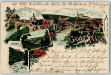 07570 O6518 Weida , Thür 1912 Lithographie Katzschthor Gasthaus Schöne Aussicht