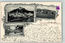 93167 W8411 Falkenstein , Oberpf 1901 Gebrauchsspuren Burg Falkenstein Dorfstraße