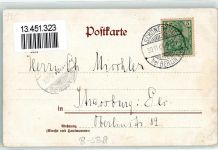 10115 W1000 Schöneberg 1901 Lithographie Rathaus Apostel Paulus Kirche Straßenbahn Wappen Baum Hirsch Grün Rot Blumen Gruss