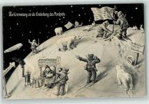 Erinnerung an die Entdeckung , Zeppelin Eisbär AK Expedition Nordpol 1909