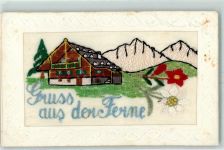 Seidenstickerei Passepartout AK Seide (gestickt) 1927 AK mit Stickerei