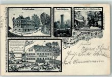 90513 W8502 Zirndorf , Mittelfr 1904 - Villa Neubau Aussichtsturm Musikpavillon Kuraus Gasthaus Alte Veste Ort lt. Stempel