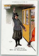 Verlag der Lustigen Blätter Nr. 83 Frauen im Krieg Beruf Türschließerin bei der Bahn WK I Zille, H. Künstlerkarte