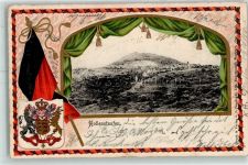 73033 W7320 Hohenstaufen 1904 Prägedruck Passepartout Vorhang Fahne Wappen