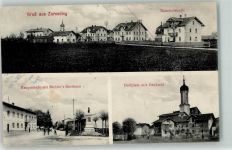 85604 W8011 Zorneding - Banhofstraße Hauptstraße Gasthaus Bicheler Dorfplatz Denkmal