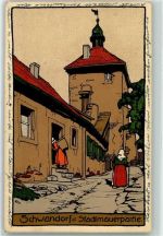 92421 W8460 Schwandorf , Bay Künstlerkarte Stadtmauer