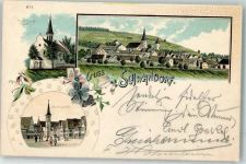 92421 W8460 Schwandorf , Bay 1898 Lithographie Kreuzberg Kirche Marktplatz