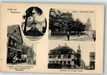 65479 W6096 Raunheim Foto AK Kurzwarenhandlung Draisbach Pfarrhaus Ev. Kirche Kriegerdenkmal