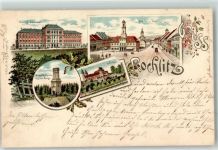 09306 O9290 Rochlitz 1898 Lithographie Aussichtsturm Königl. Seminar Markt Rathaus Schloss
