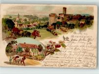 04655 O7231 Gnandstein 1901 Lithographie Wilh. Herolds Gasthaus