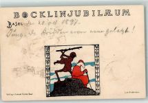 Basel Bâle Jubiläum Lithographie Böcklin, A. 1897 Gebrauchsspuren