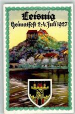 04703 O7320 Leisnig 1927 Künstlerkarte Heimatfest 1927 Burg Mildenstein Wappen sign. Rich. Hertzsch