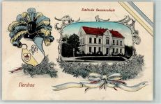 04685 O7246 Nerchau Lithographie Studentika Städtische Beamtenschule Wappen