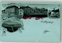 93462 W8496 Lam , Oberpf 1908 Gebrauchsspuren Lithographie Mariahilf-Kapelle Gasthaus zur Post Ossa
