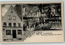 24937 W2390 Flensburg Gebrauchsspuren Gasthaus zum schwarzen Wallfisch Bierstube Foto AK