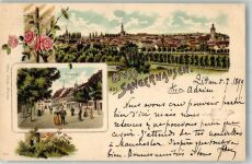 06526 O4700 Sangerhausen 1899 Lithographie Rosenstämmchen Marktplatz Verlag Ottmar Zieher-München
