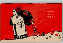 Nikolo mit Mitra und Stab , Sack hat ein Loch Nikolaus