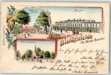 10115 O1020 Blankenfelde 1904 Gebrauchsspuren Kirche Dorfstraße Gutshof Heimstätte Lithographie