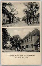 06449 O4321 Schackenthal Foto AK Dorfstraße Gasthaus zur Linde