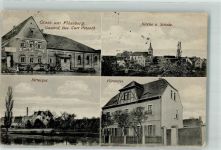 04643 O7231 Flößberg - Gasthaus Curt Petzold Kirche Schule Rittergut Försterei