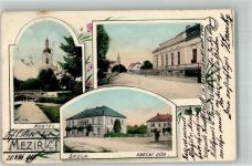 Valasske Mezirici Walachisch Meseritsch 1919 Foto AK Kirche Schule