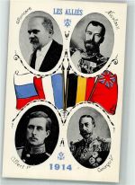 Les Allies Poncare , Zar Nicolas , König Albert und König George V Politik Adel Russland 1914