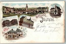 65510 W6270 Idstein 1898 Lithographie Schloss Rathaus Erziehungsanstalt Baugewerkschule Postamt