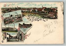 Neusalz a.d. Oder Nowa Sól 1897 BOAKC Zeche Zwirn- Fabrik Marktplatz Oderbrücke Bahnpost -Stettin Zug 1001
